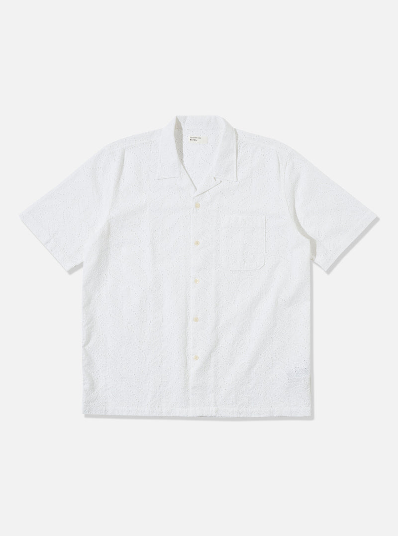 Universal Works Road Shirt in White Hacoba