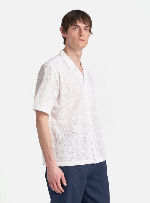 Universal Works Road Shirt in White Hacoba