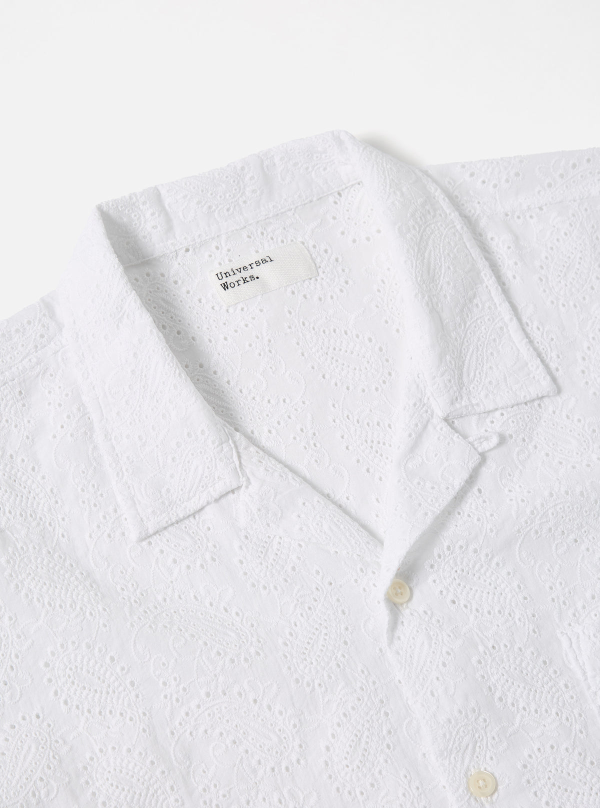 Universal Works Road Shirt in White Hacoba