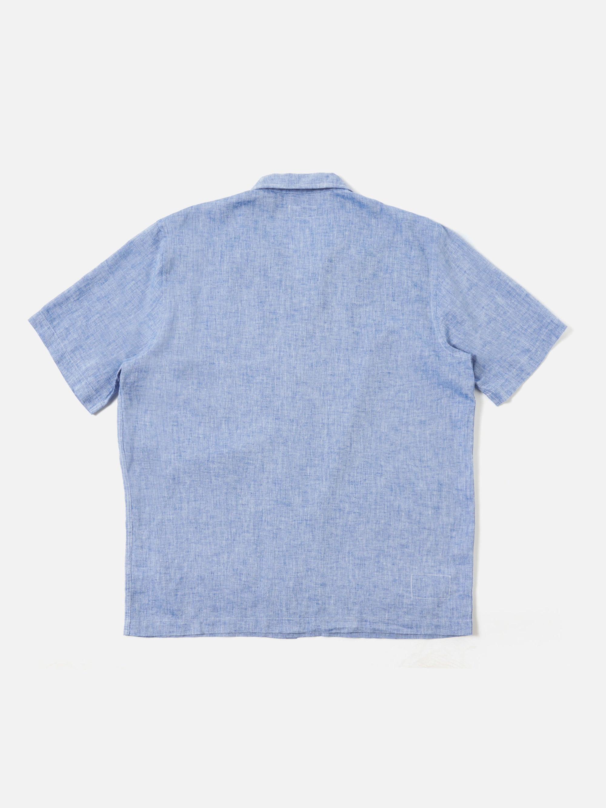 Universal Works Road Shirt in Blue Slub Linen Mix