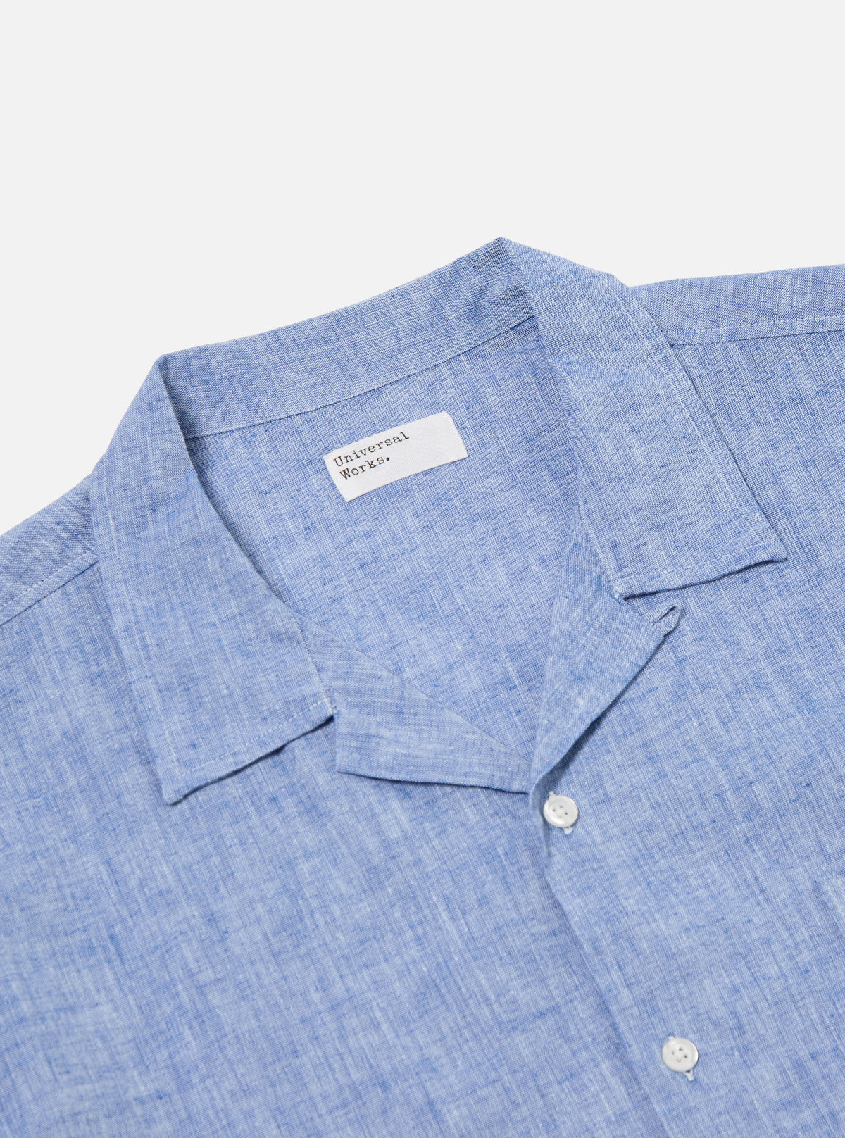 Universal Works Road Shirt in Blue Slub Linen Mix