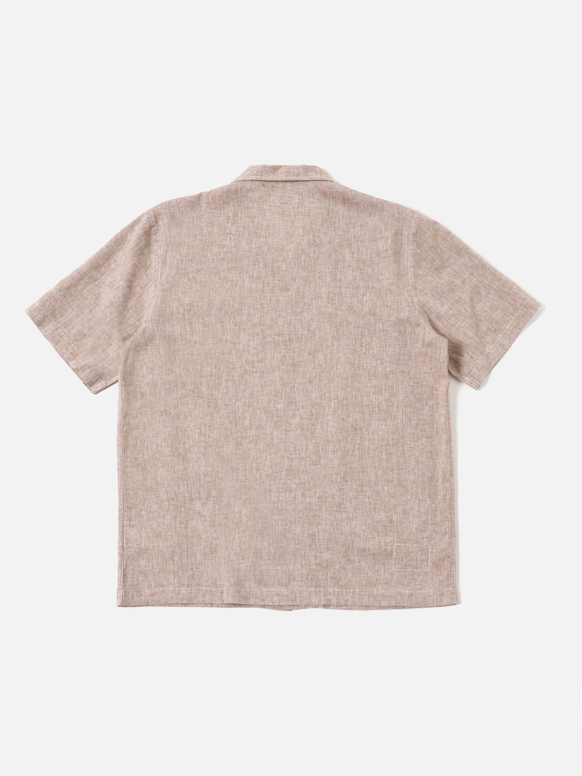 Universal Works Road Shirt in Brown Slub Linen Mix