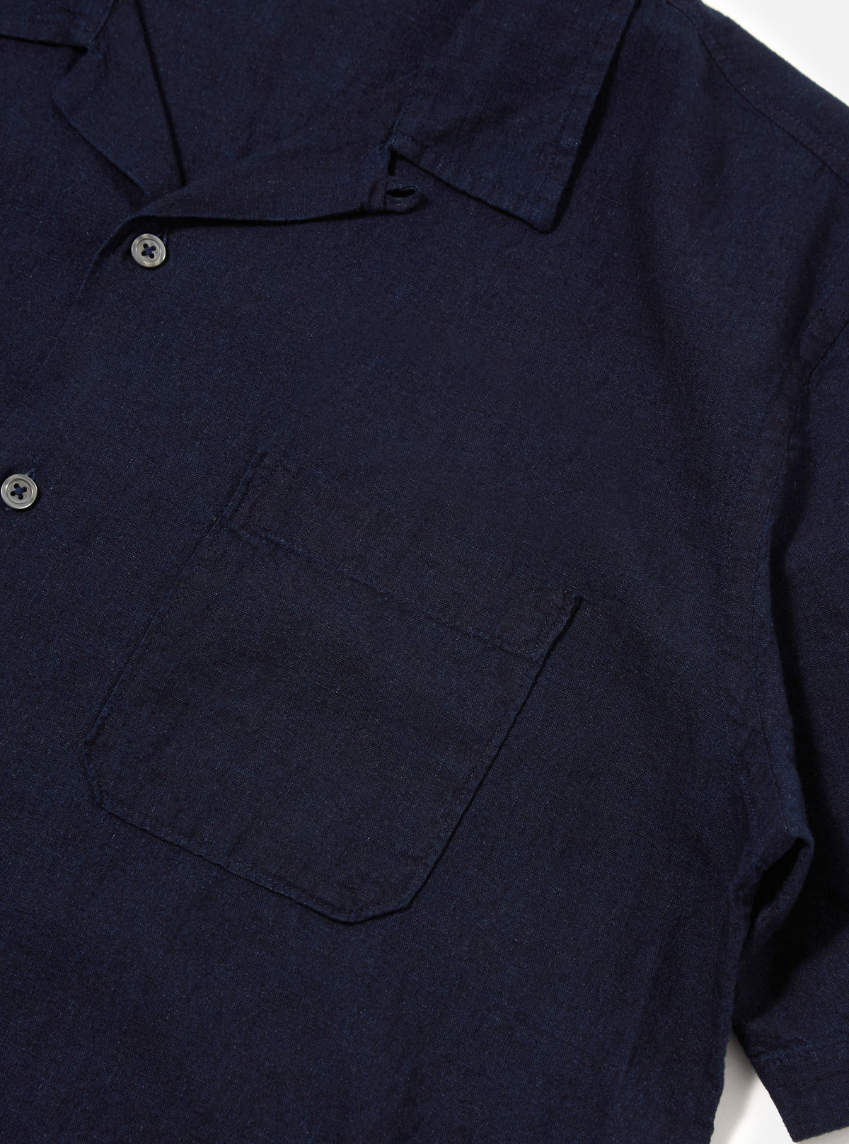 Universal Works Road Shirt in Indigo Ori Linen Mix