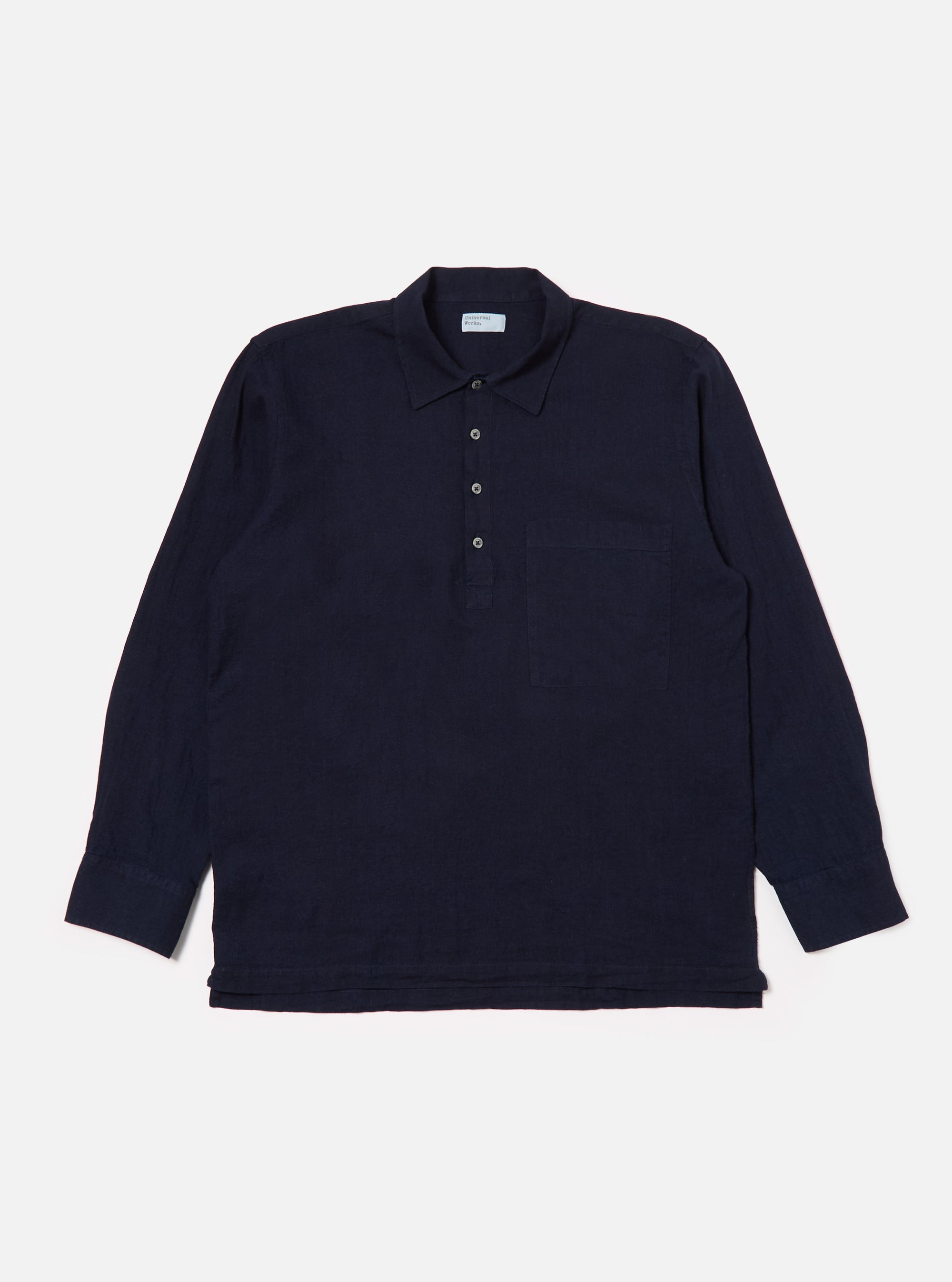 Universal Works Pullover LS Shirt in Indigo Ori Linen Mix