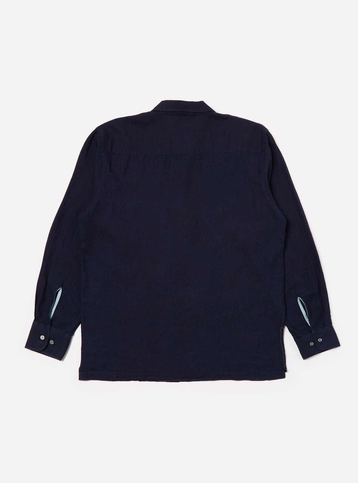 Universal Works Pullover LS Shirt in Indigo Ori Linen Mix