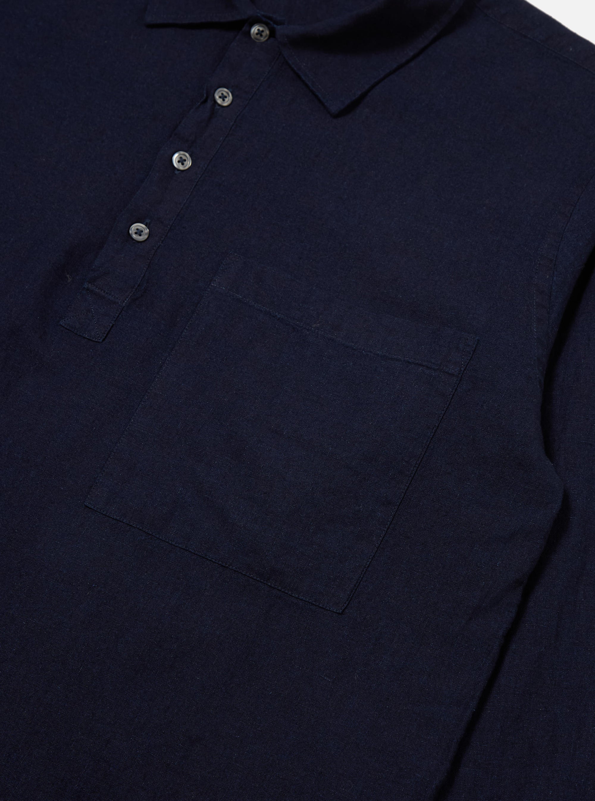 Universal Works Pullover LS Shirt in Indigo Ori Linen Mix