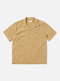 Universal Works Camp Shirt in Dark Sand Gardenia Lycot