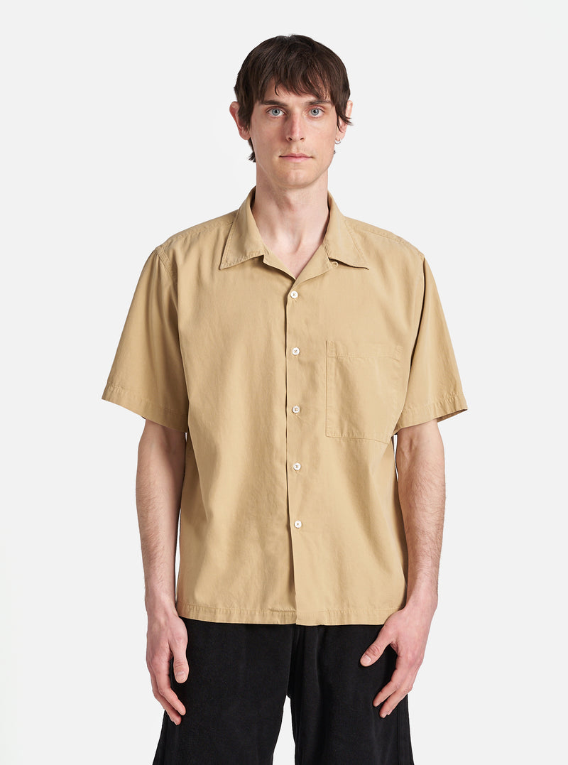 Universal Works Camp Shirt in Dark Sand Gardenia Lycot