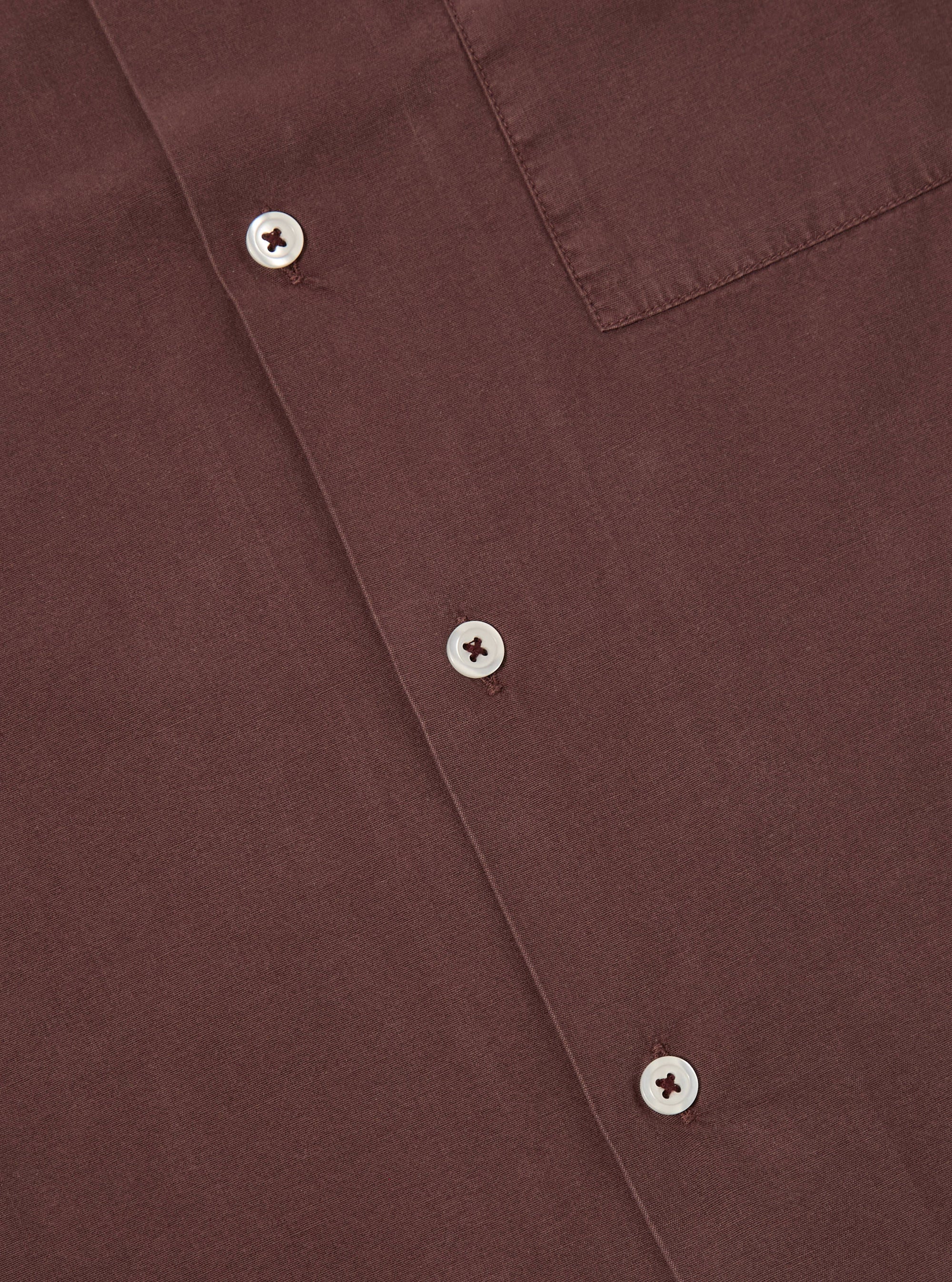 Universal Works Camp Shirt in Rich Brown Gardenia Lycot