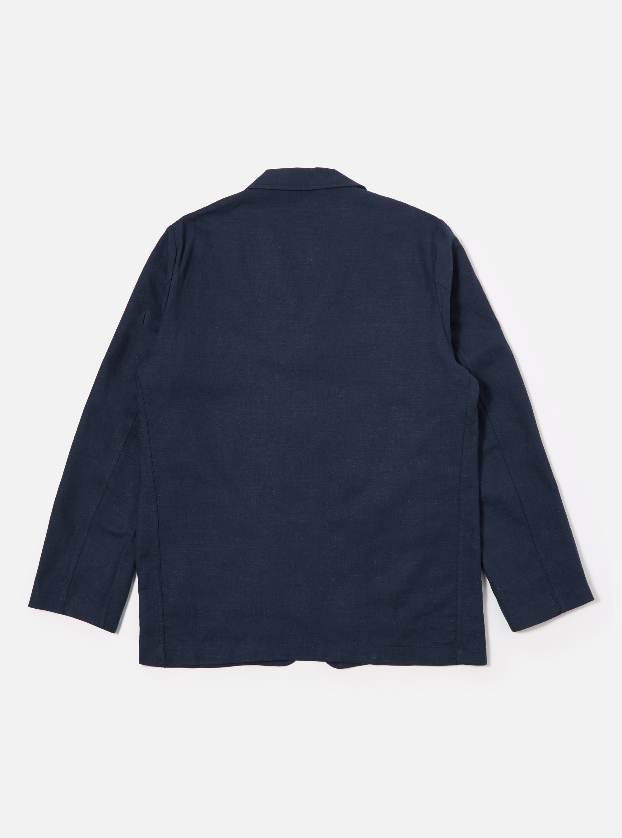 Universal Works Three Button Jacket in Navy Lord Cotton Linen