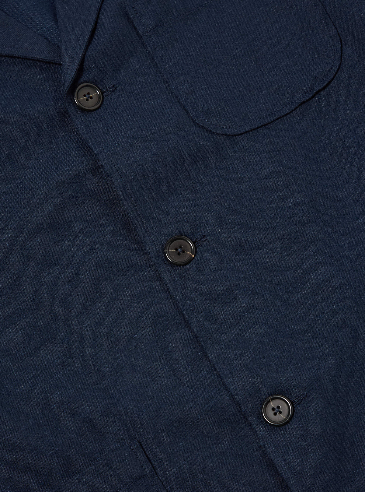 Universal Works Three Button Jacket in Navy Lord Cotton Linen