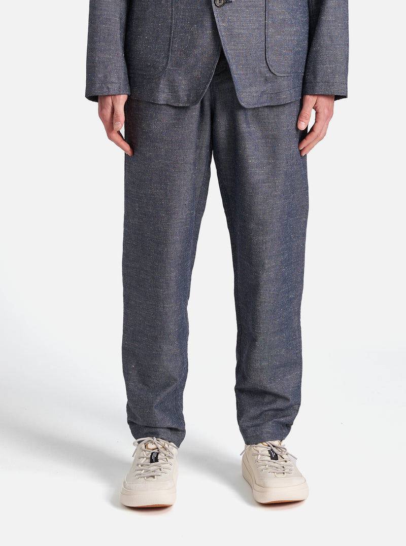 Universal Works Military Chino in Denim Lord Cotton Linen