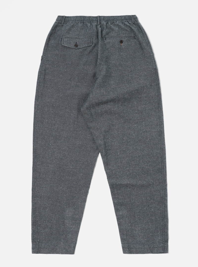 Universal Works Pleated Track Pant in Denim Lord Cotton Linen