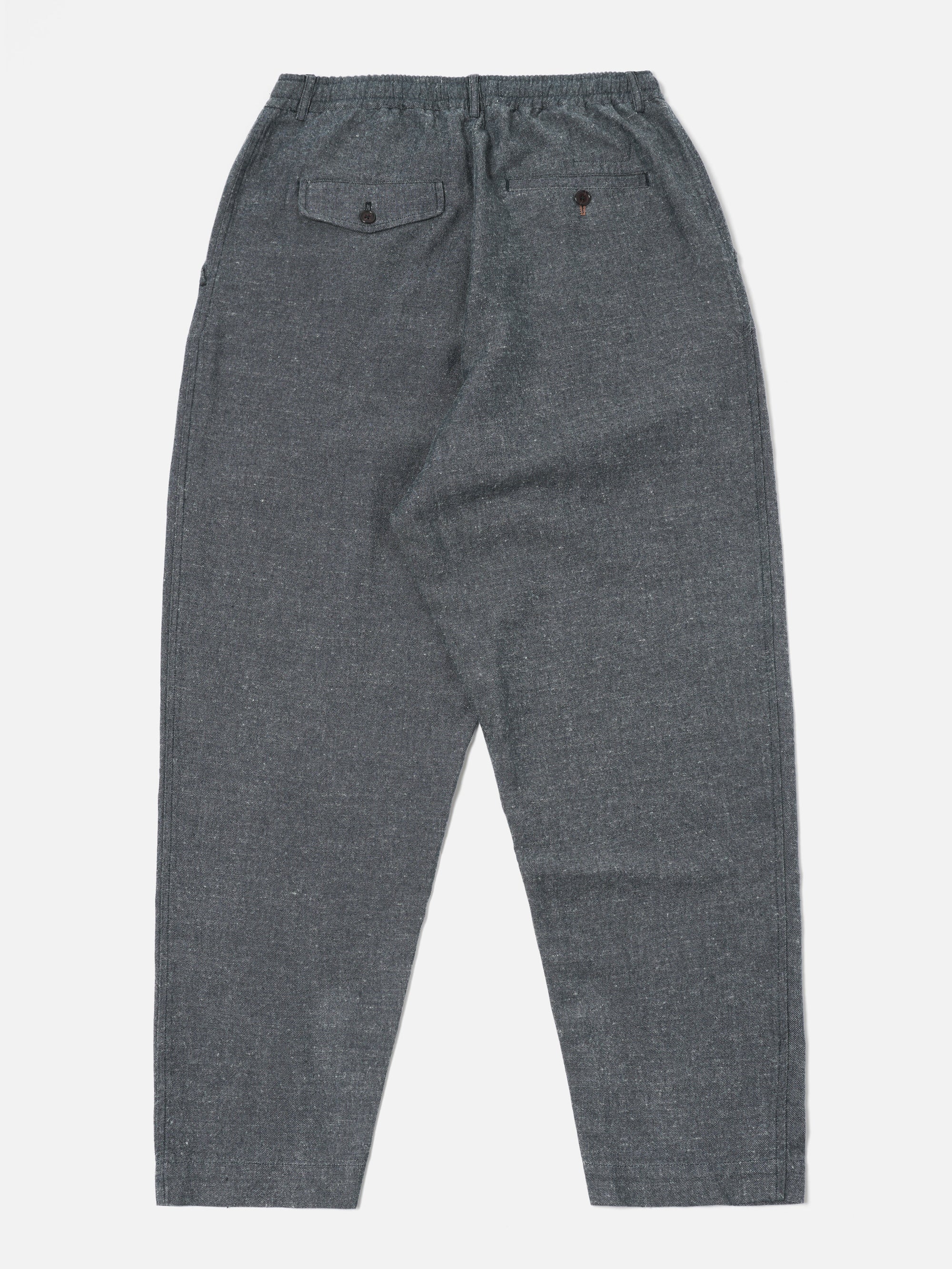 Universal Works Pleated Track Pant in Denim Lord Cotton Linen