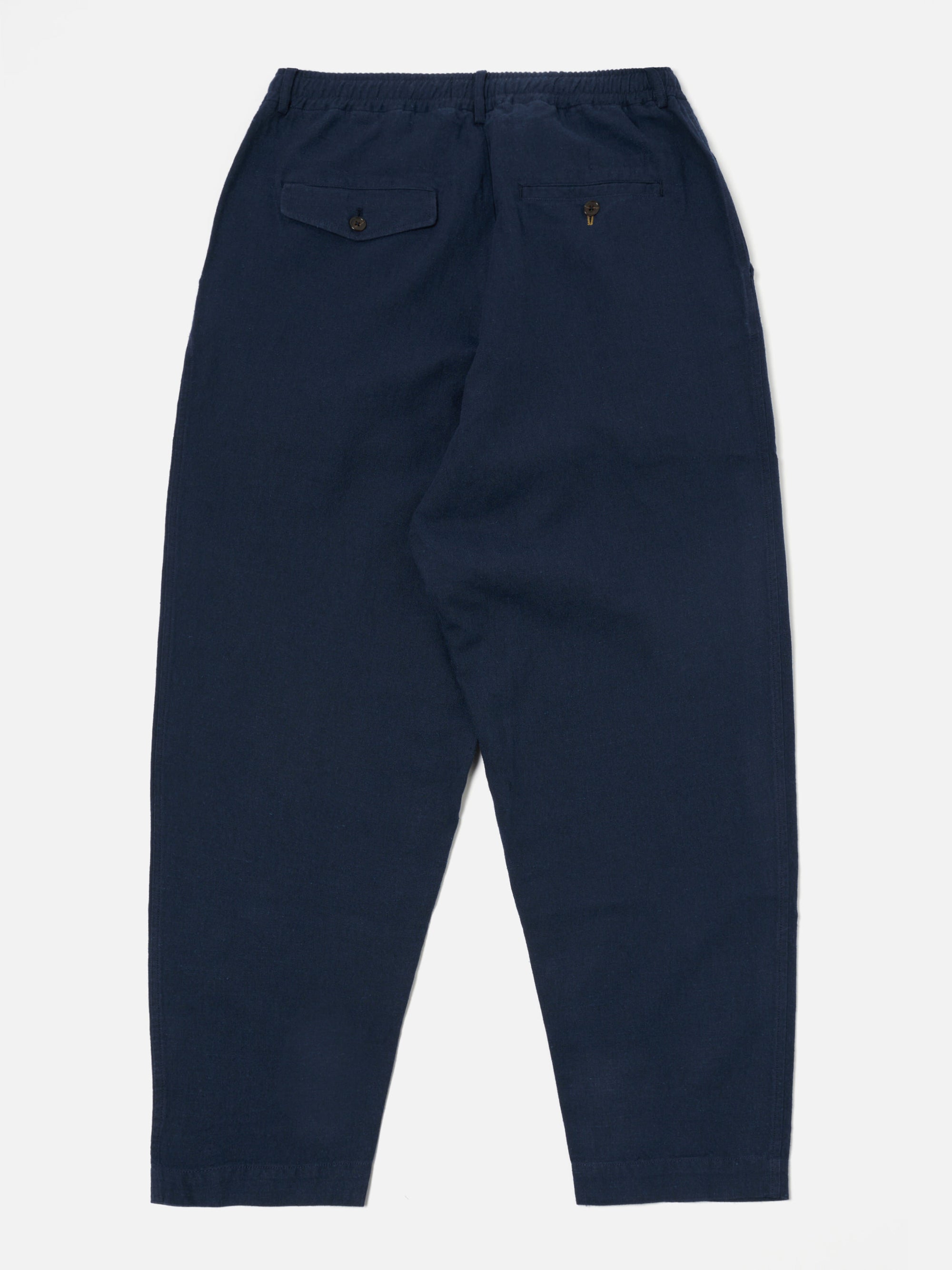 Universal Works Pleated Track Pant in Navy Lord Cotton Linen