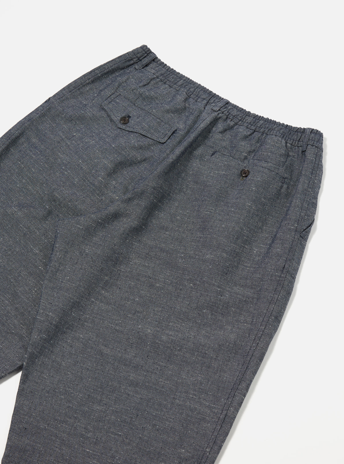 Universal Works Pleated Track Pant in Denim Lord Cotton Linen