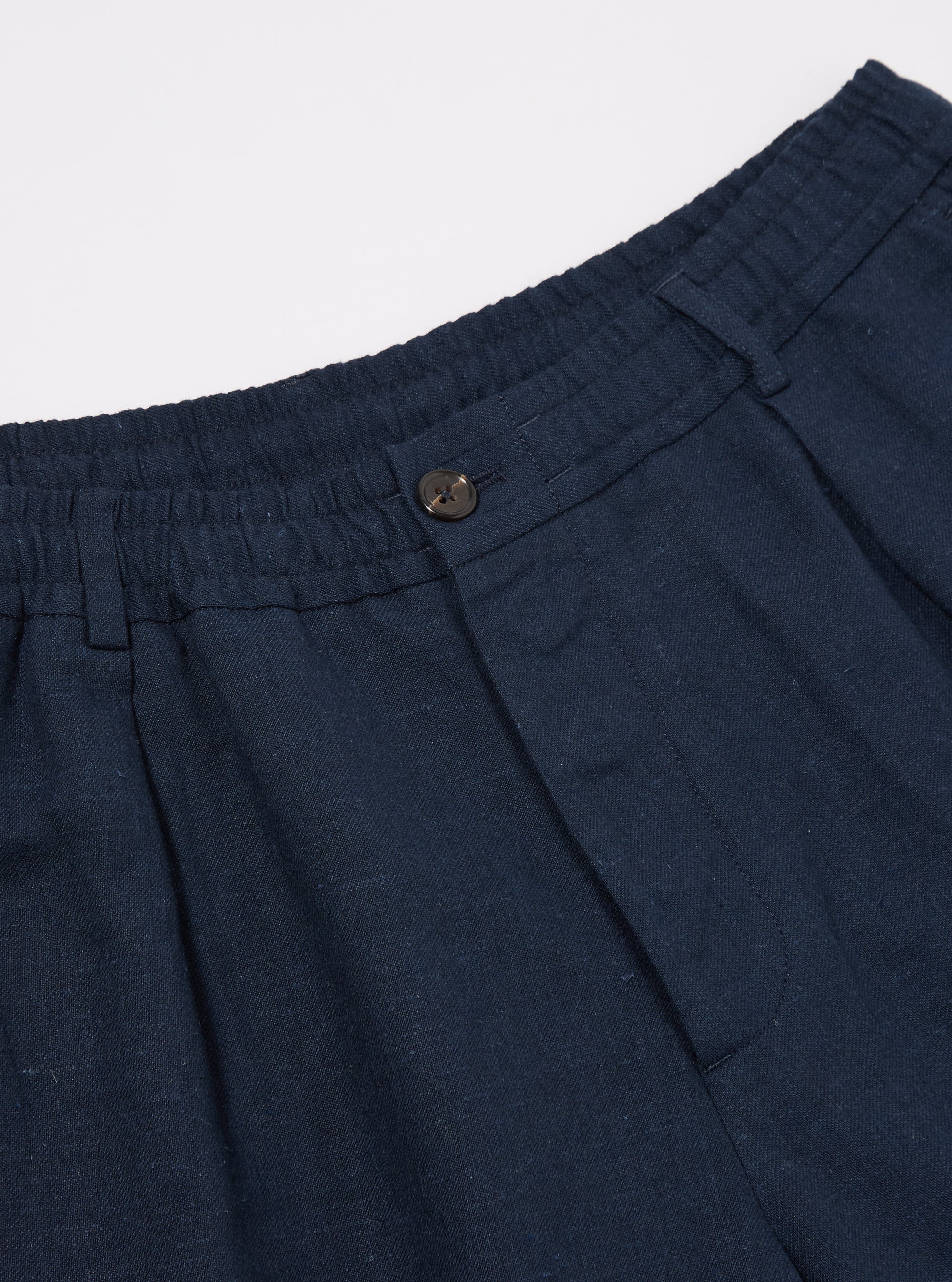 Universal Works Pleated Track Pant in Navy Lord Cotton Linen