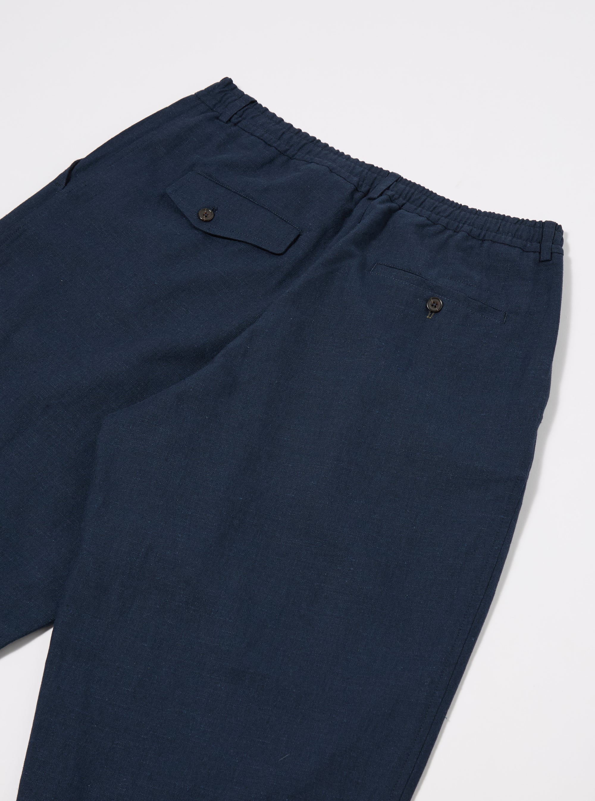 Universal Works Pleated Track Pant in Navy Lord Cotton Linen