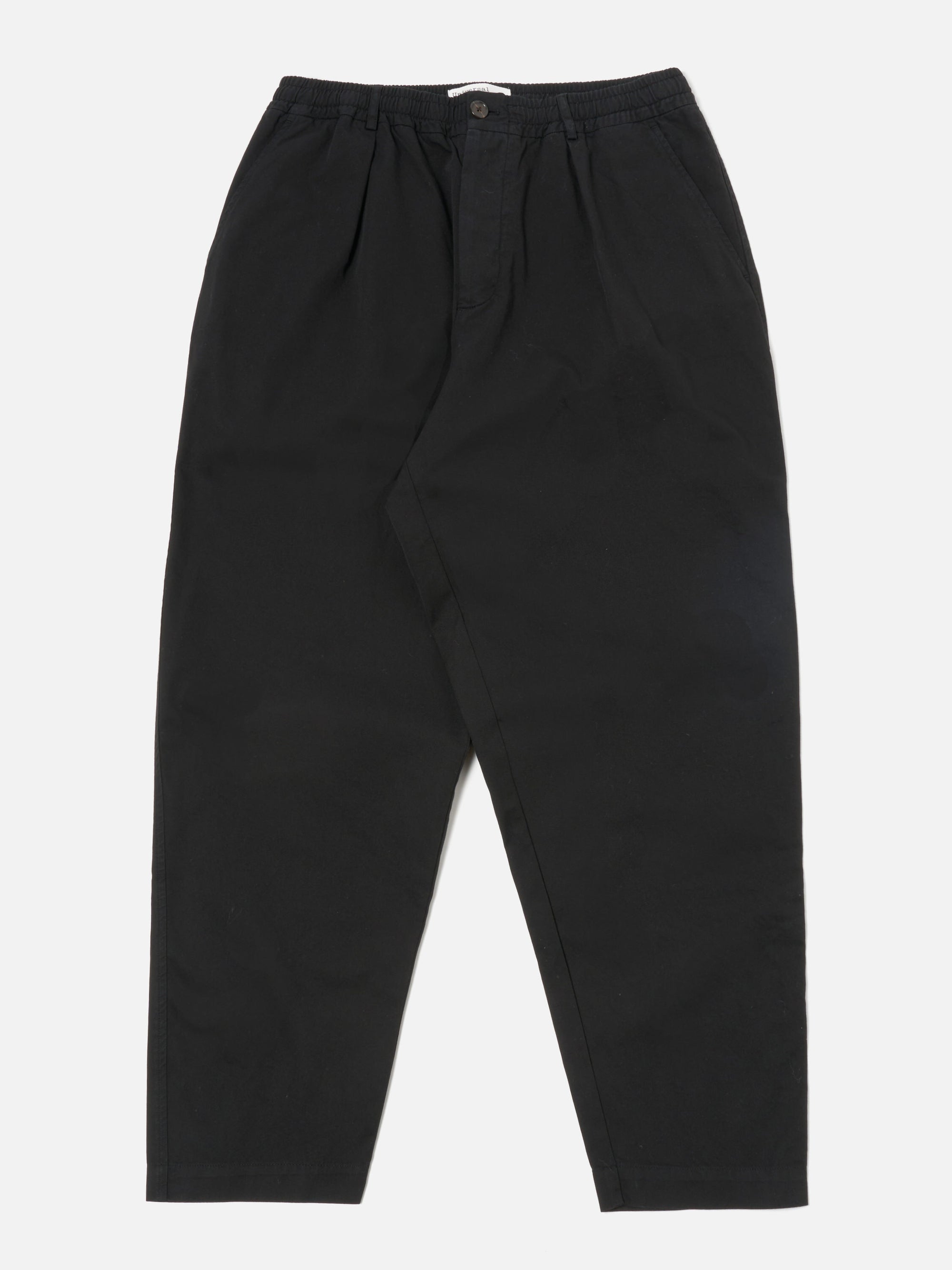 Universal Works Pleated Track Pant in Black Kelly Cotton