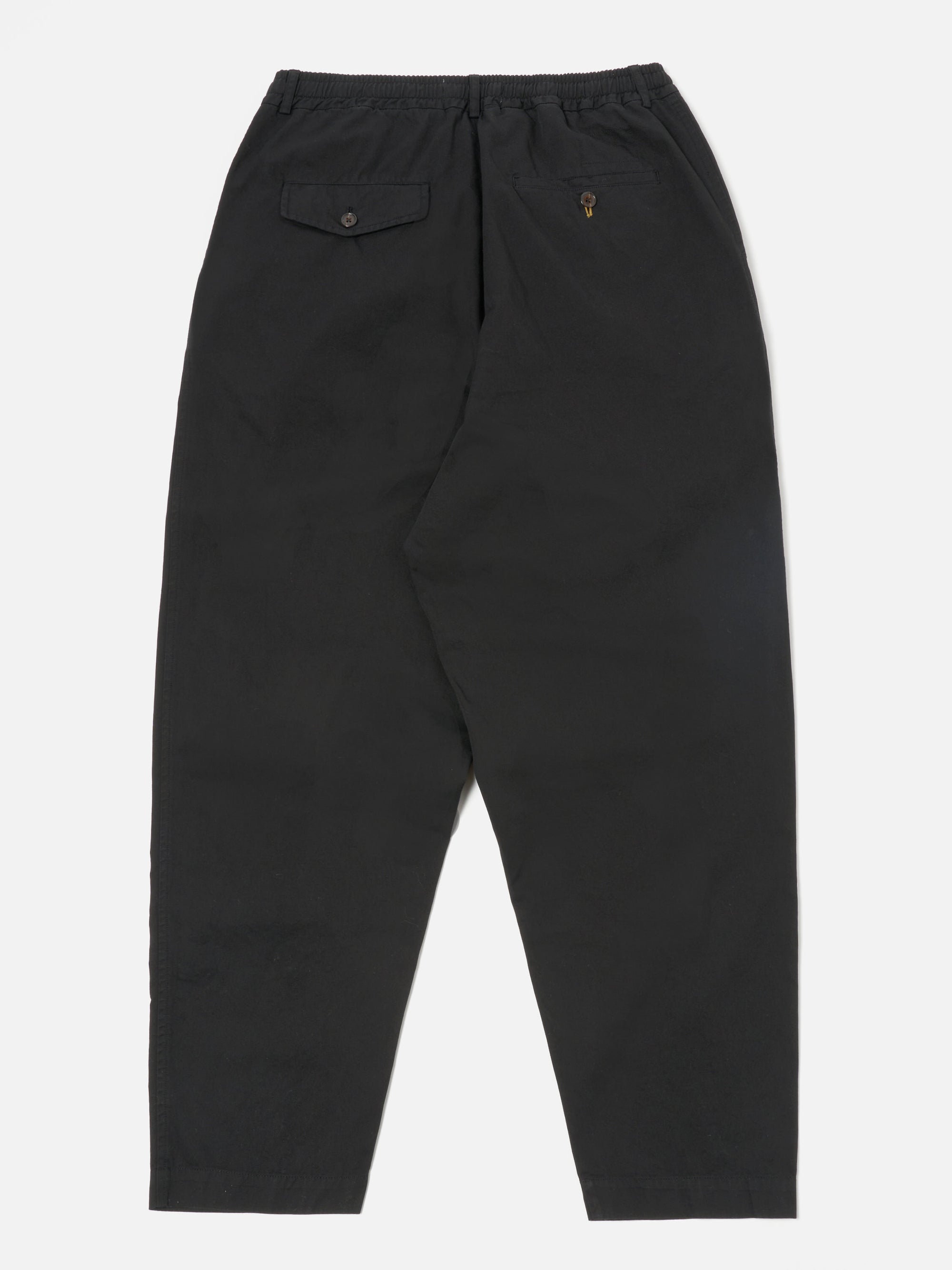 Universal Works Pleated Track Pant in Black Kelly Cotton