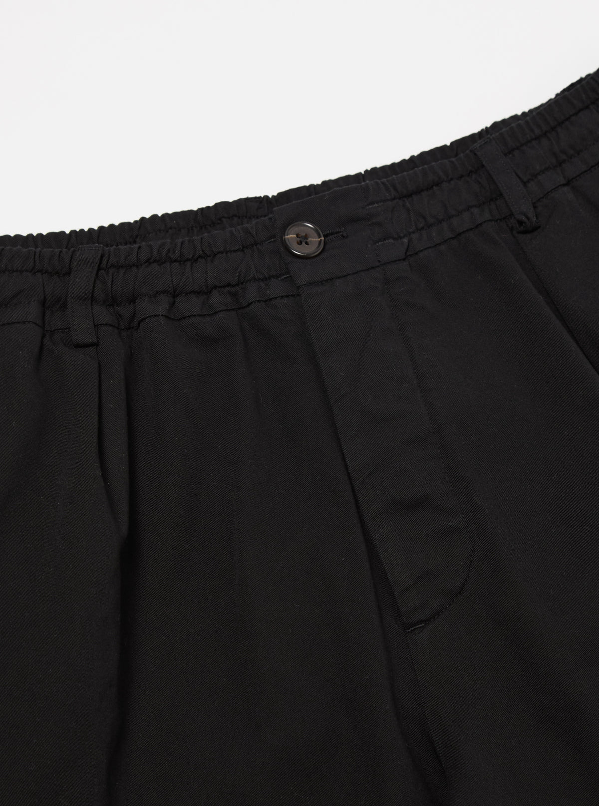 Universal Works Pleated Track Pant in Black Kelly Cotton