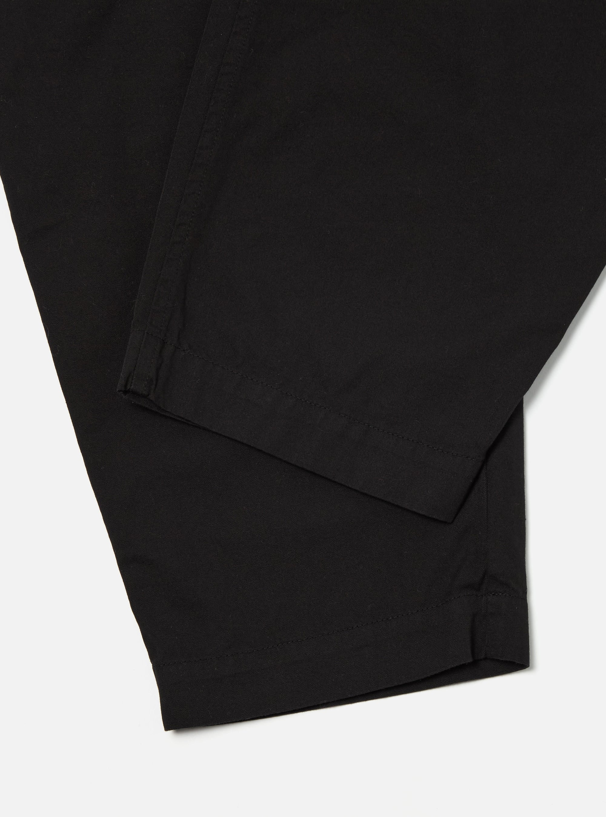 Universal Works Pleated Track Pant in Black Kelly Cotton