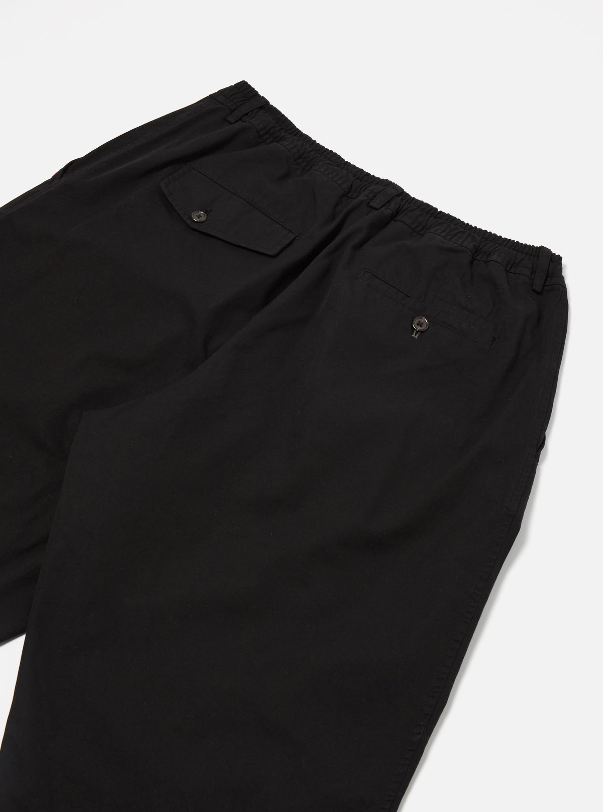 Universal Works Pleated Track Pant in Black Kelly Cotton