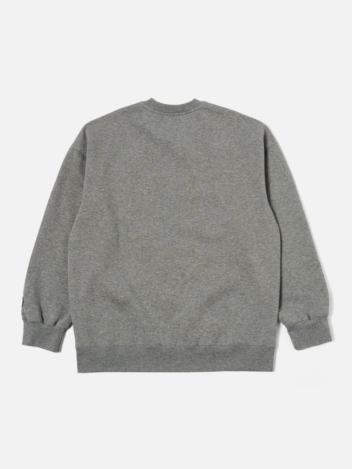 Universal Works Embroidered Loose Sweatshirt in Grey Marl Recycled Cotton Blend Jersey