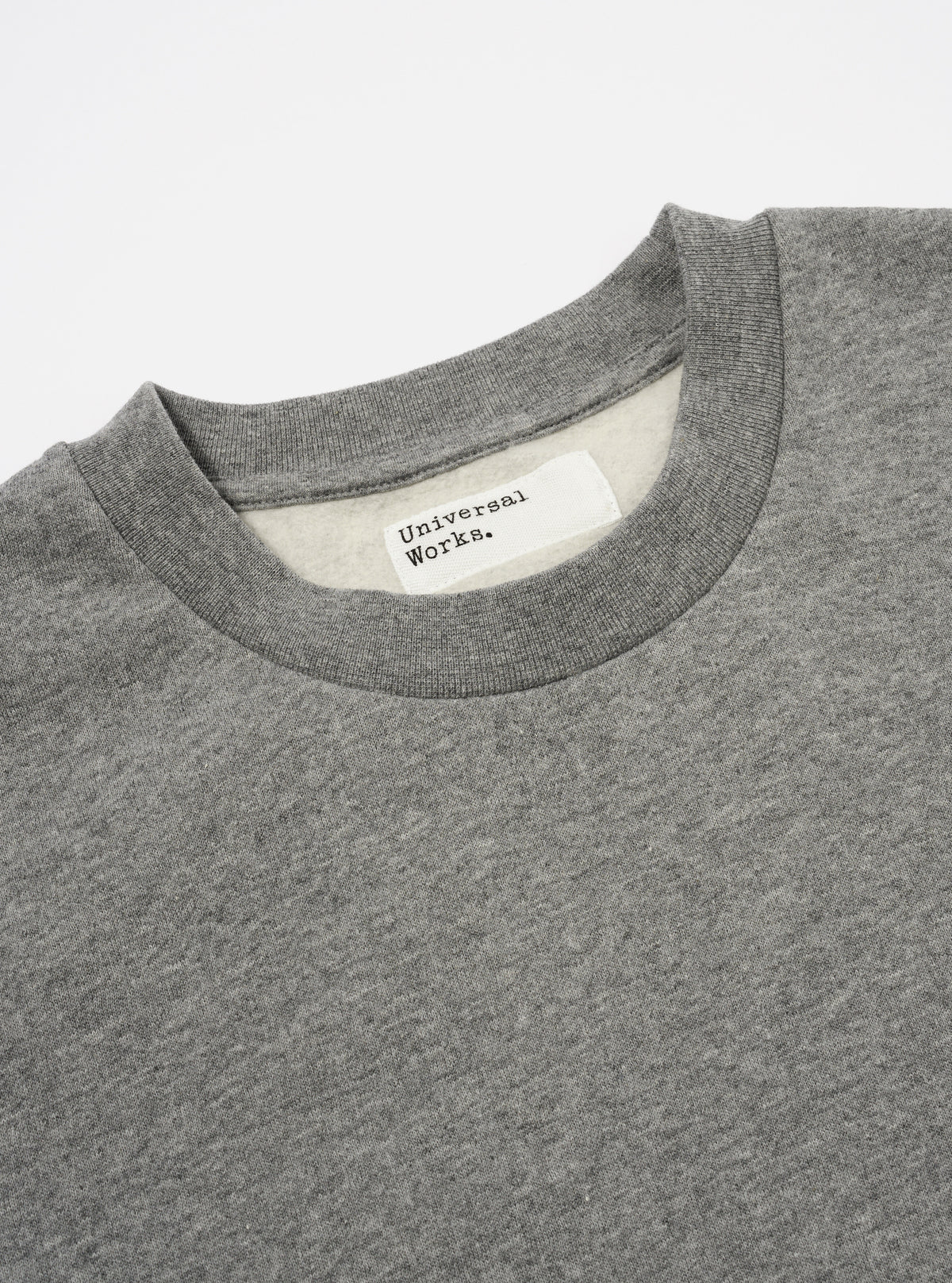 Universal Works Embroidered Loose Sweatshirt in Grey Marl Recycled Cotton Blend Jersey