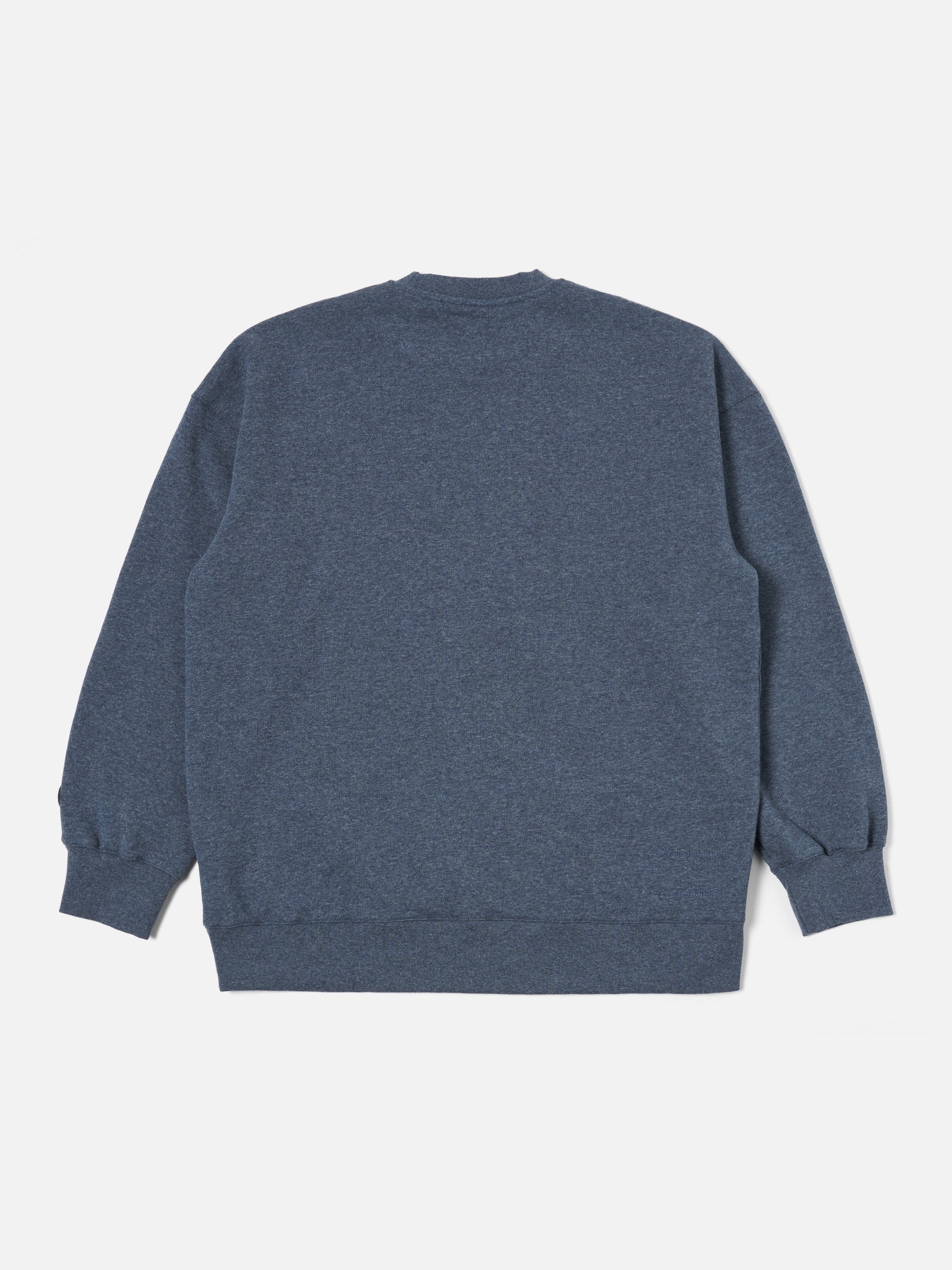 Universal Works Embroidered Loose Sweatshirt in Navy Recycled Cotton Blend Jersey