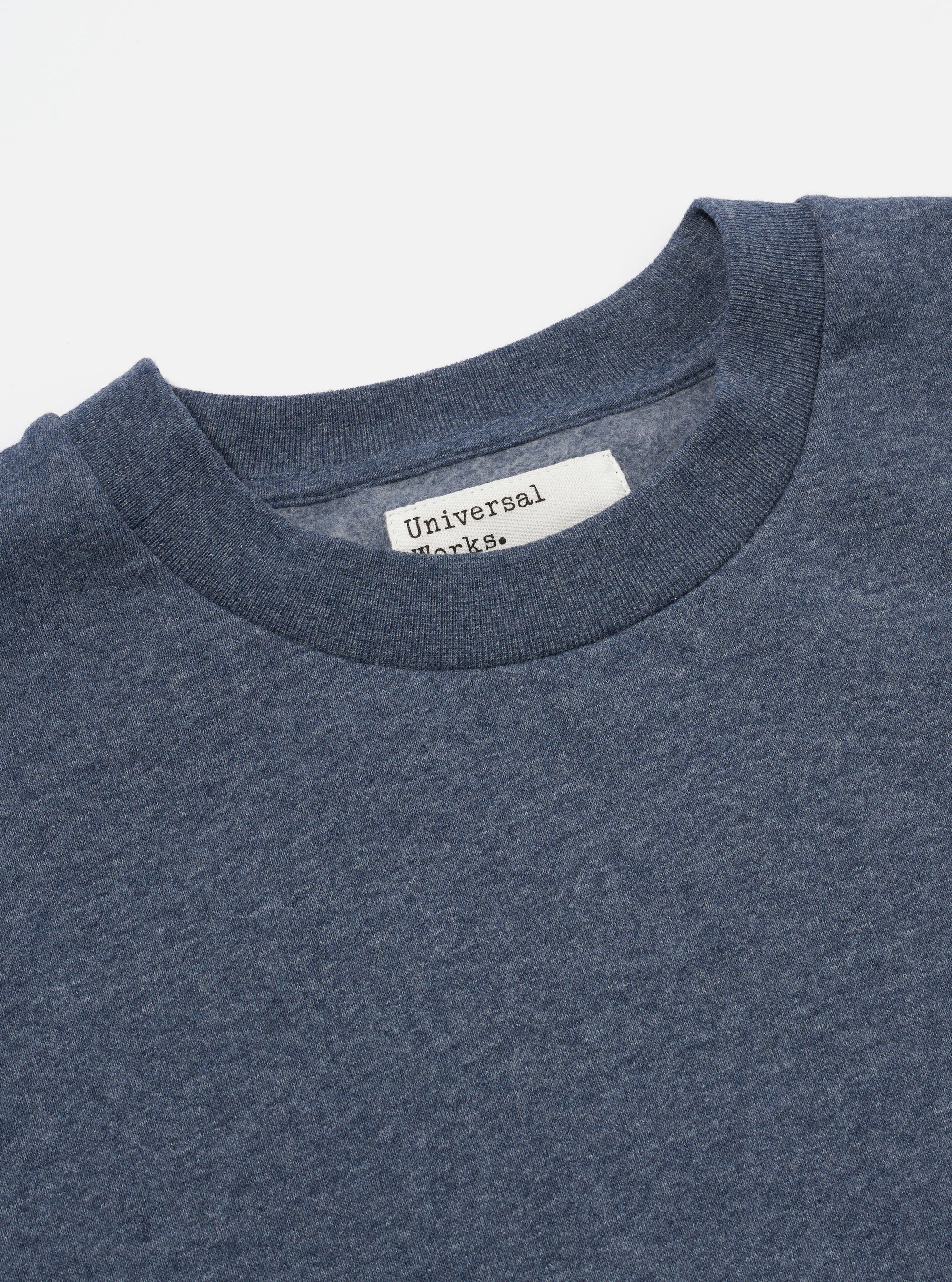 Universal Works Embroidered Loose Sweatshirt in Navy Recycled Cotton Blend Jersey