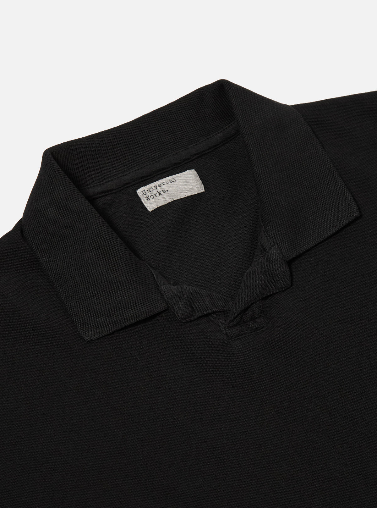 Universal Works Vacation Polo in Black Piquet