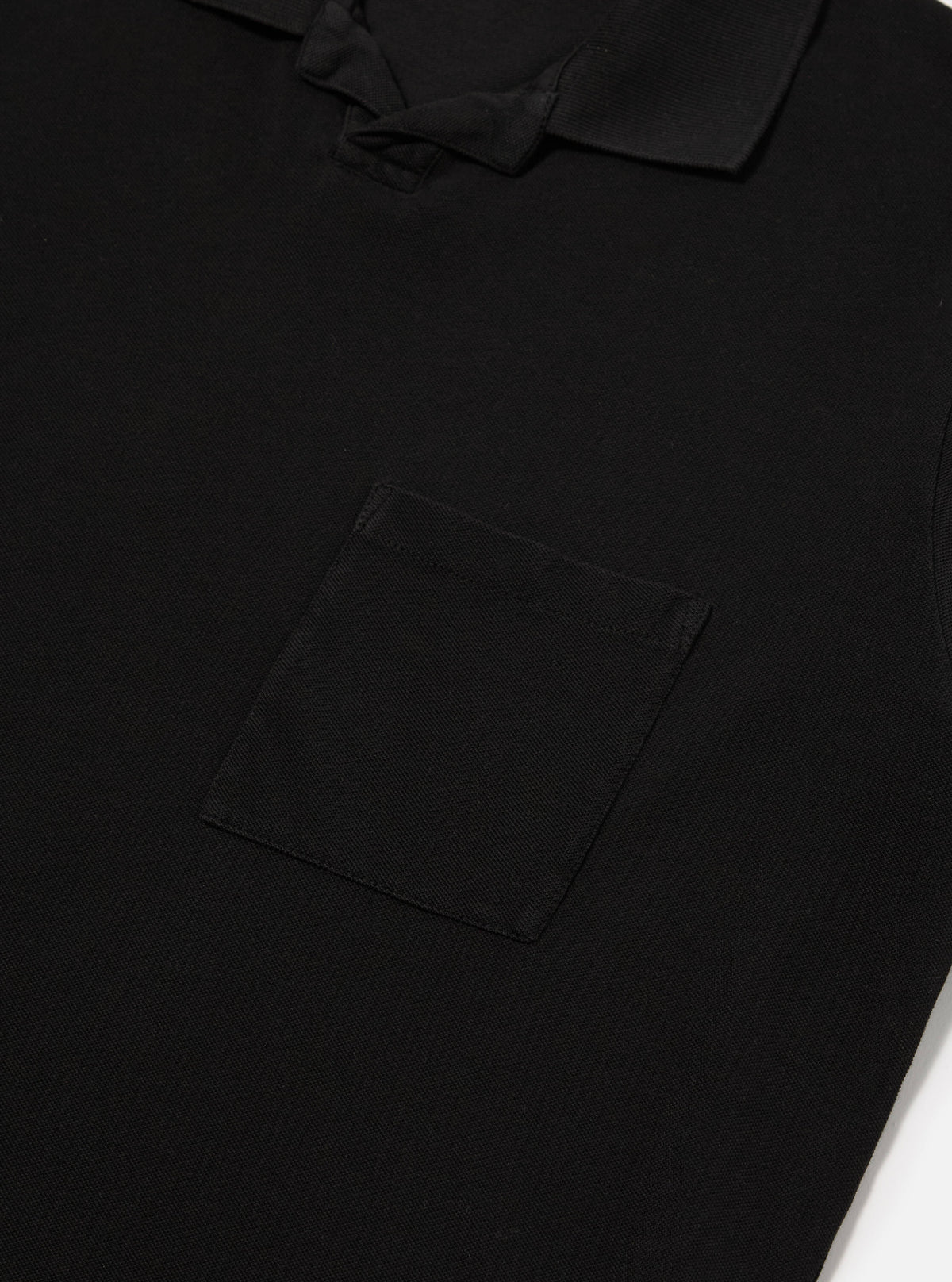 Universal Works Vacation Polo in Black Piquet