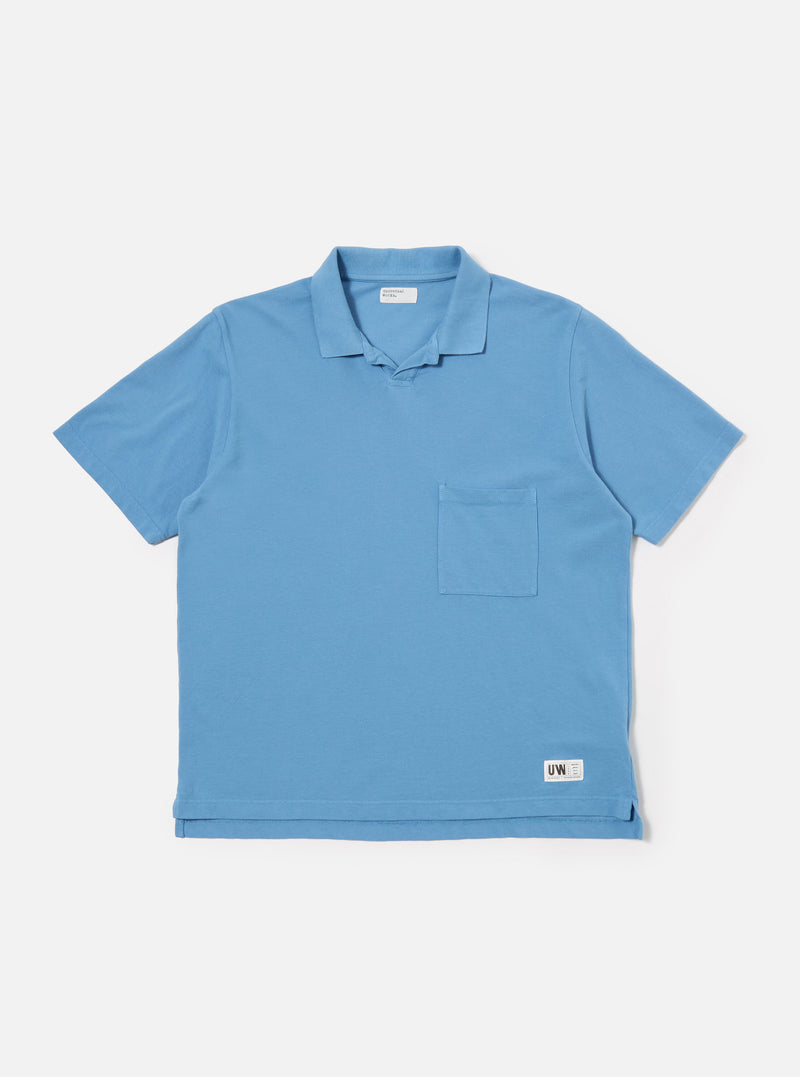 Universal Works Vacation Polo in Summer Blue Piquet