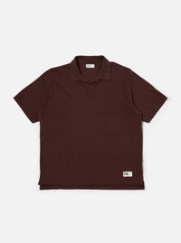 Universal Works Vacation Polo in Rich Brown Piquet