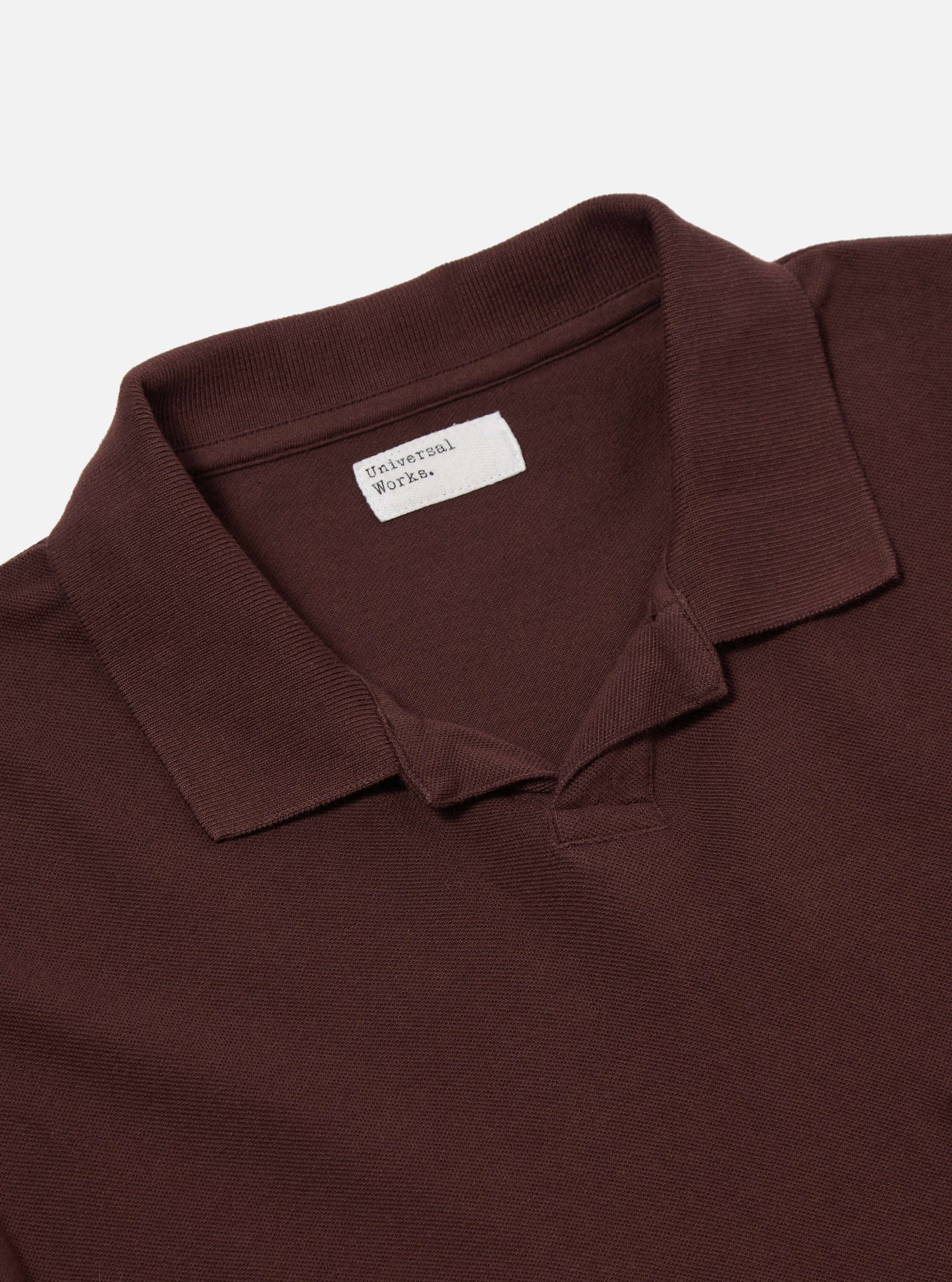 Universal Works Vacation Polo in Rich Brown Piquet