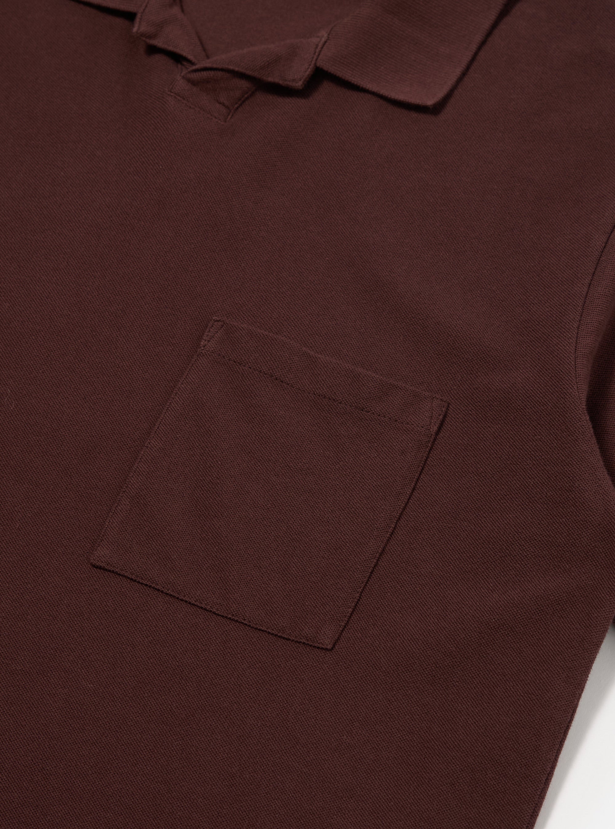 Universal Works Vacation Polo in Rich Brown Piquet