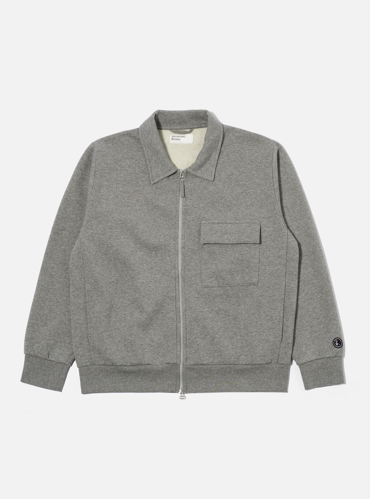 Universal Works Tyler Jacket in Grey Marl Recycled Cotton Blend Jersey