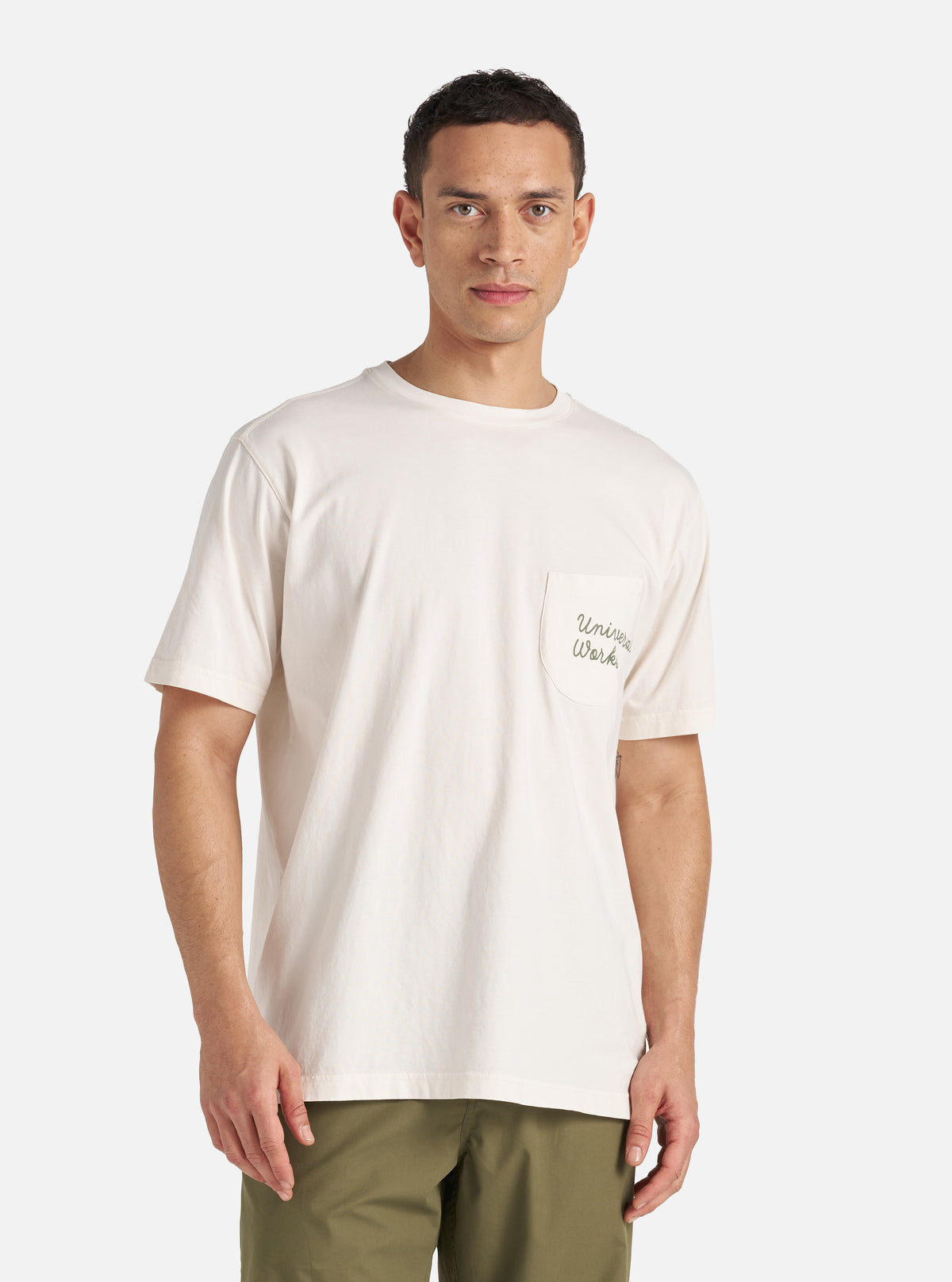 Universal Works Print Pocket Tee in Ecru Organic Jersey