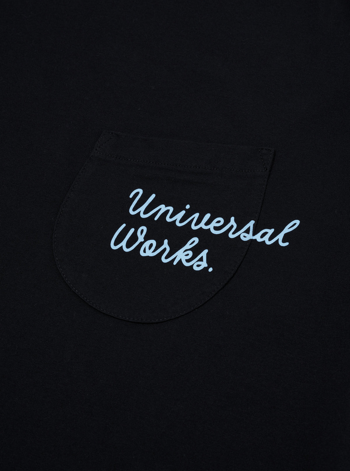 Universal Works Print Pocket Tee in Black Organic Jersey