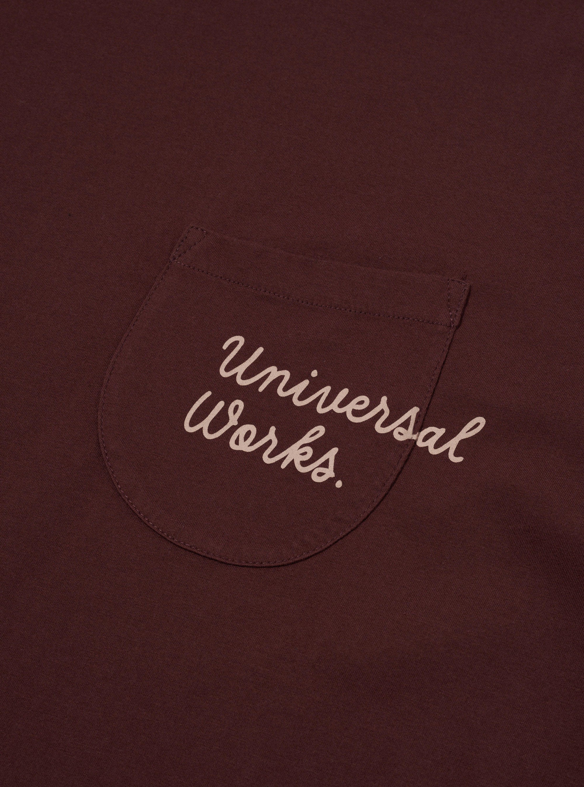 Universal Works Print Pocket Tee in Rich Brown Organic Jersey