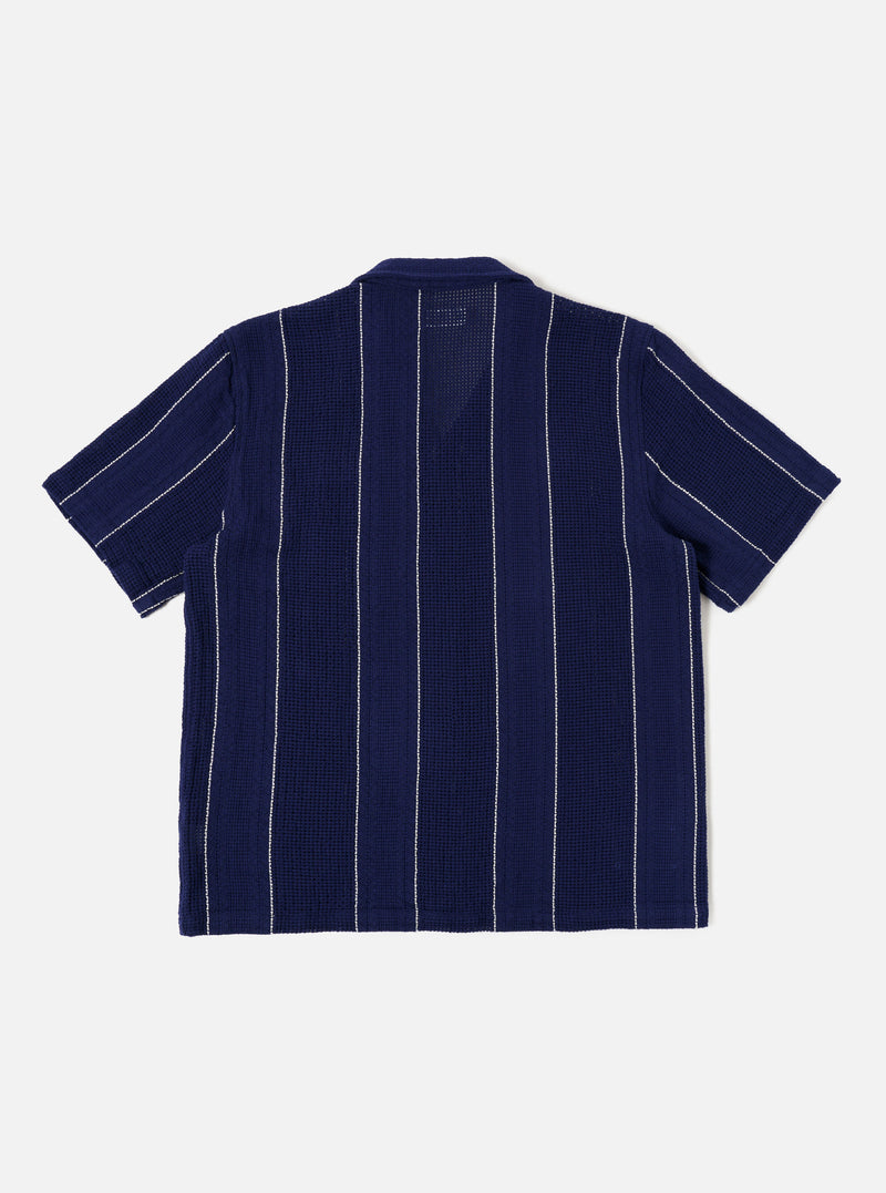 Universal Works Road Shirt in Navy Reef Stripe Cotton