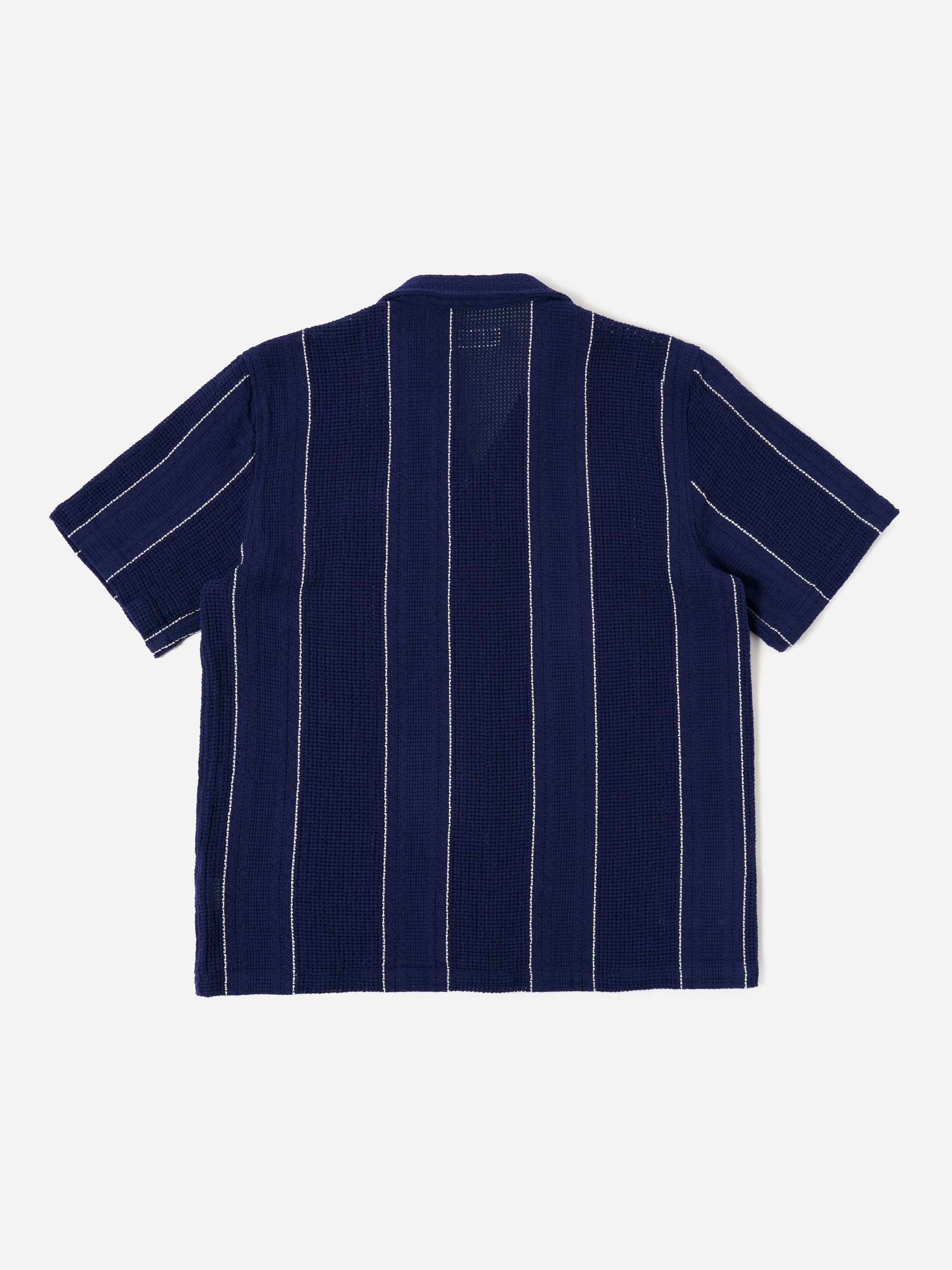 Universal Works Road Shirt in Navy Reef Stripe Cotton