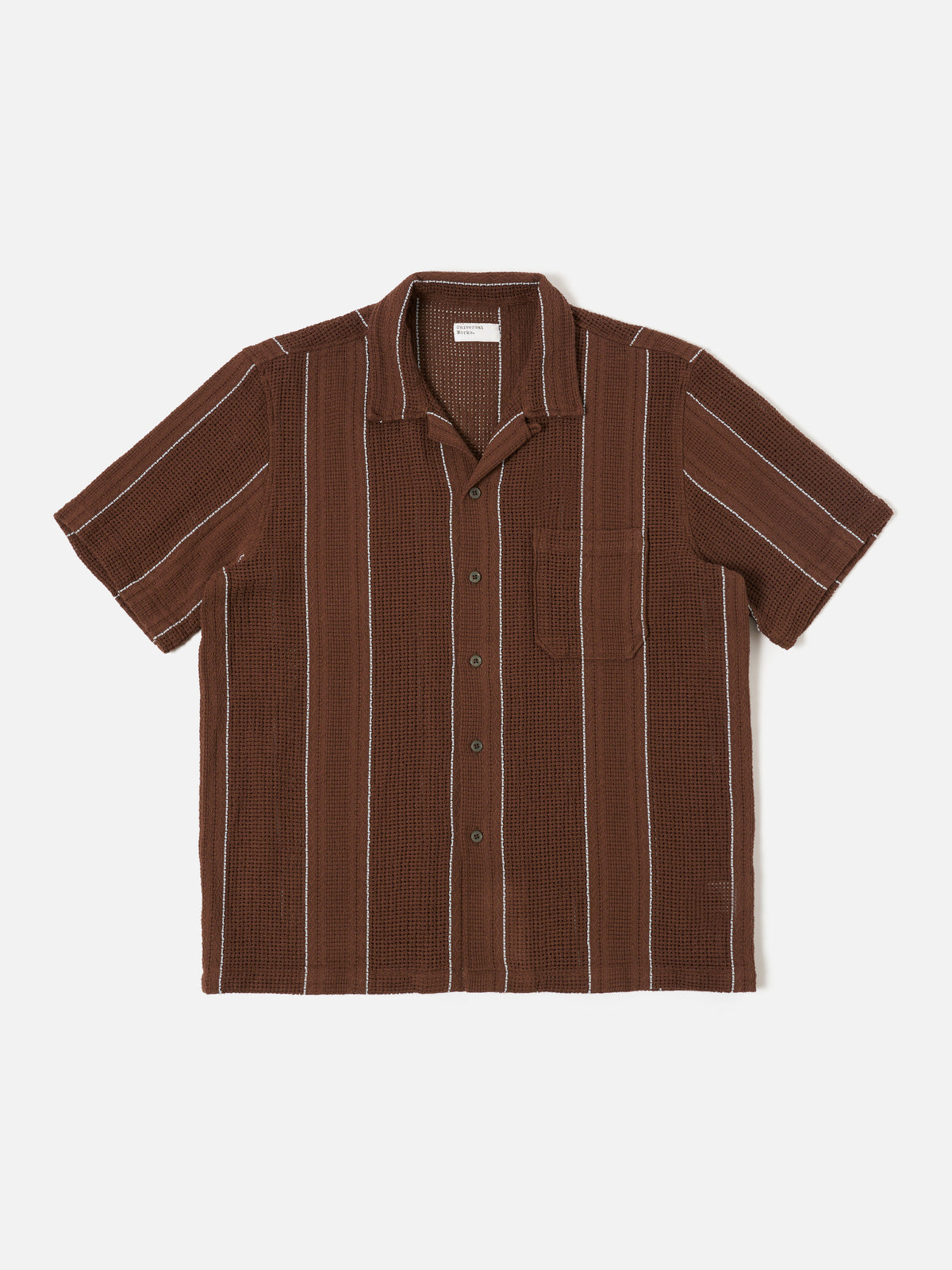 Universal Works Road Shirt in Brown Reef Stripe Cotton