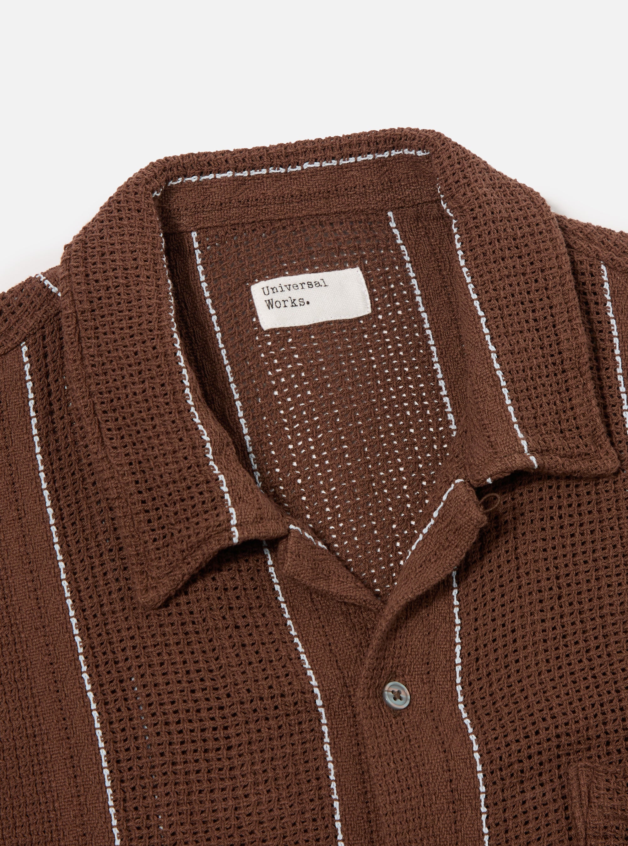 Universal Works Road Shirt in Brown Reef Stripe Cotton