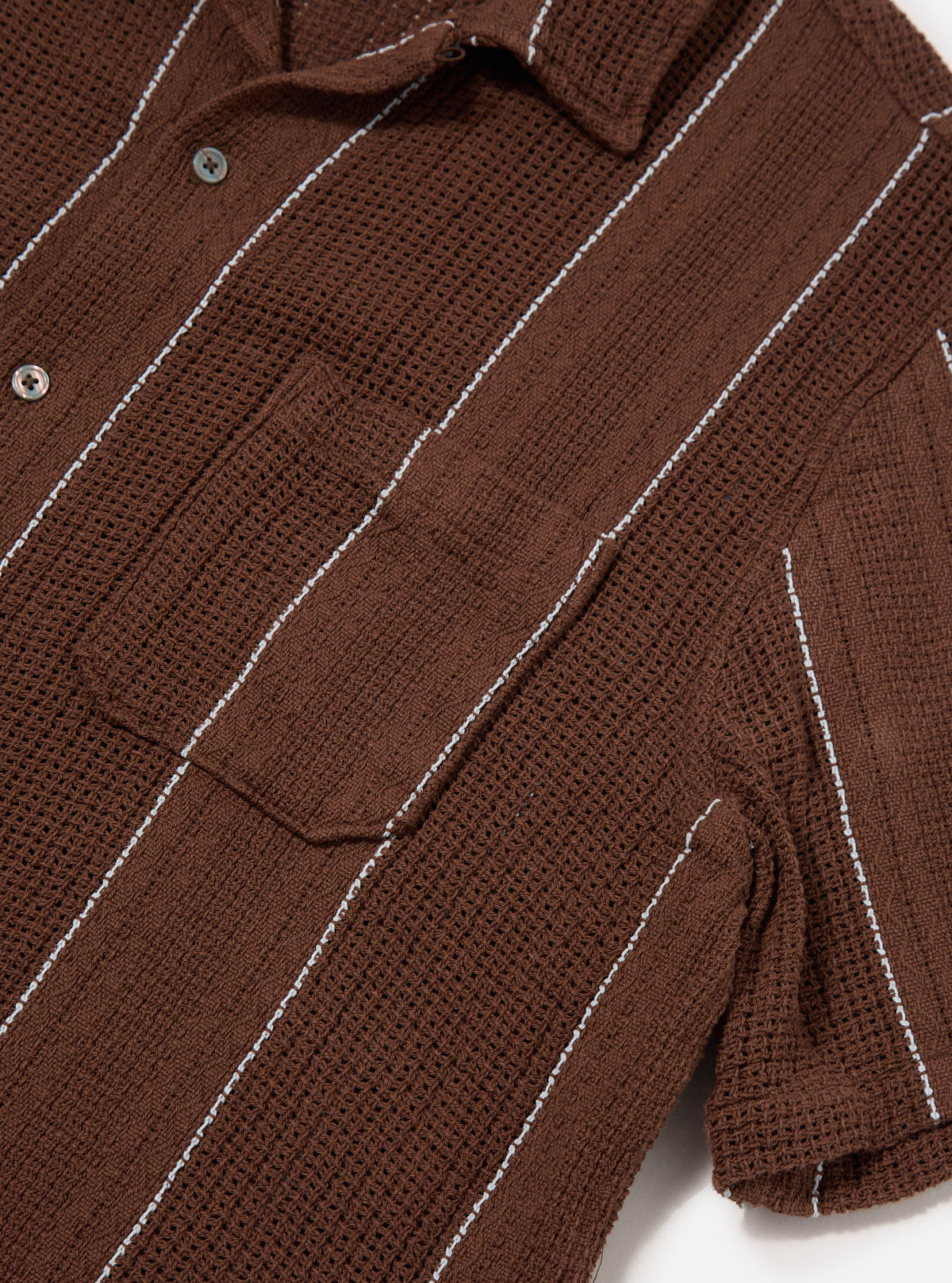 Universal Works Road Shirt in Brown Reef Stripe Cotton