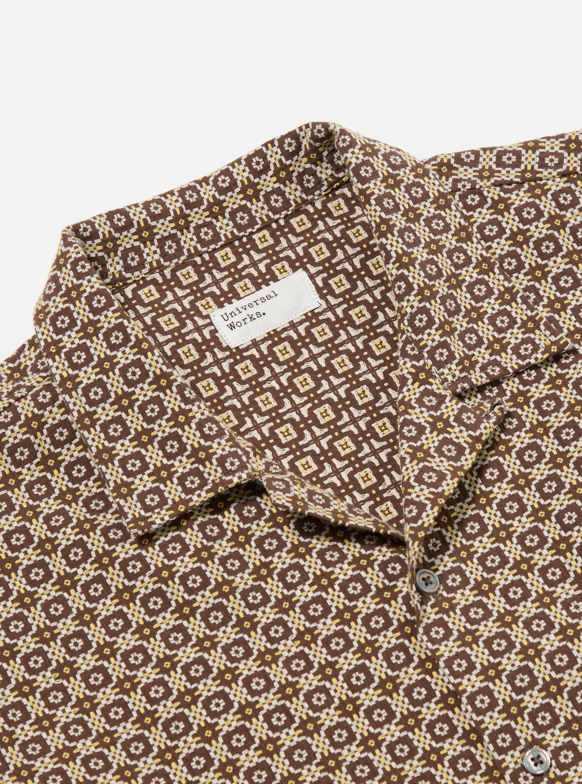 Universal Works Road Shirt in Brown Tile 1 Cotton