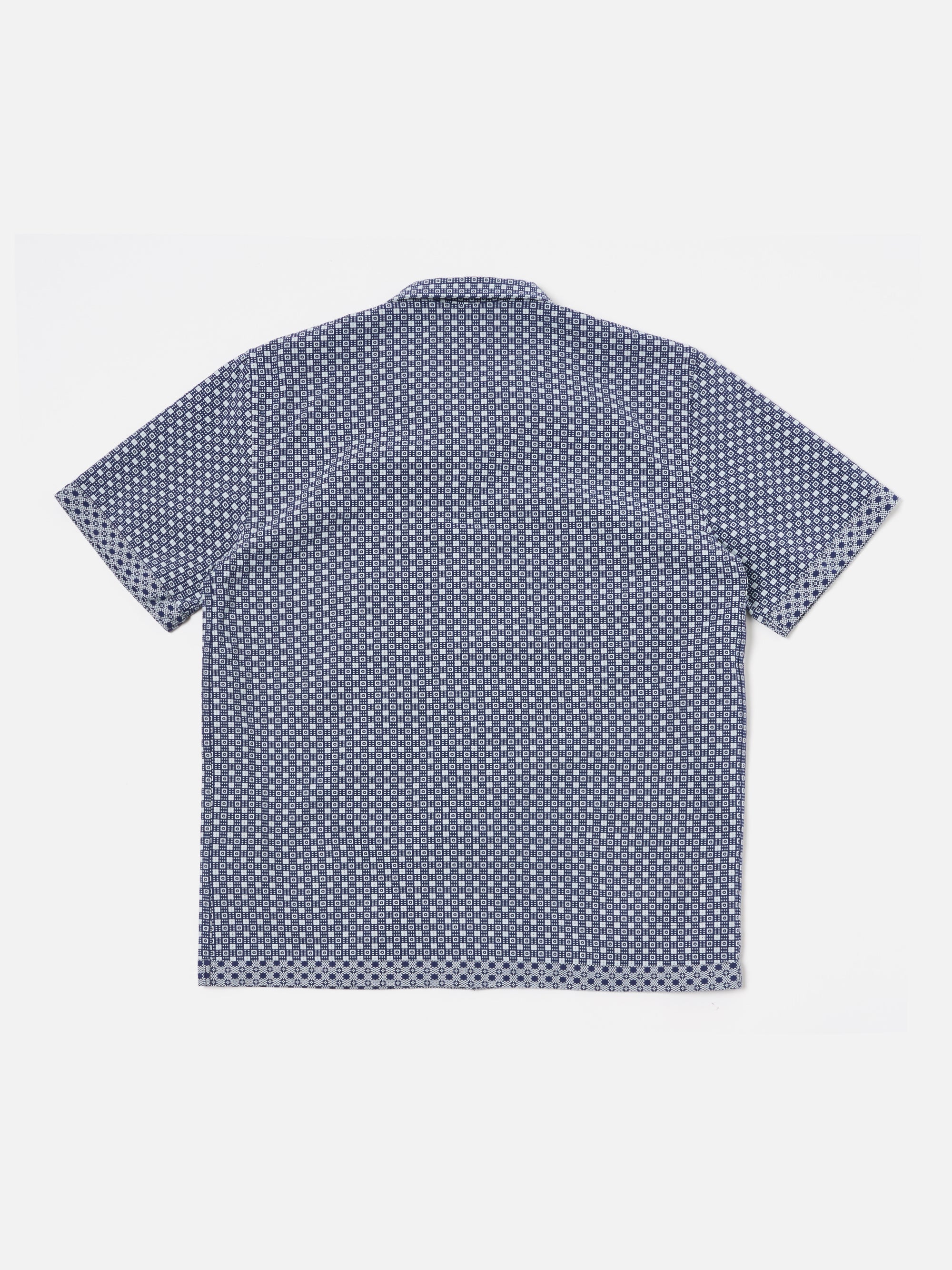 Universal Works Dean Road Shirt in Navy Tile 3 Cotton