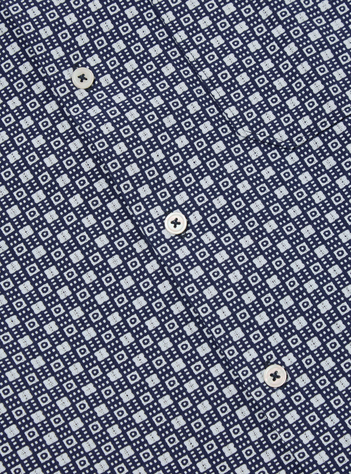 Universal Works Dean Road Shirt in Navy Tile 3 Cotton