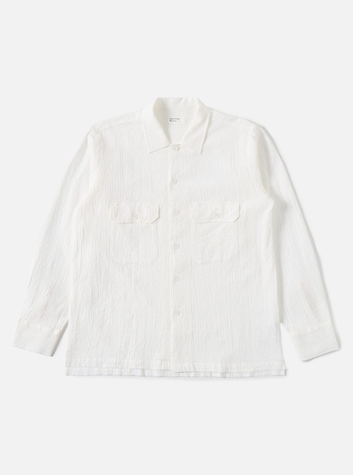 Universal Works L/S Utility Shirt in White Seersucker